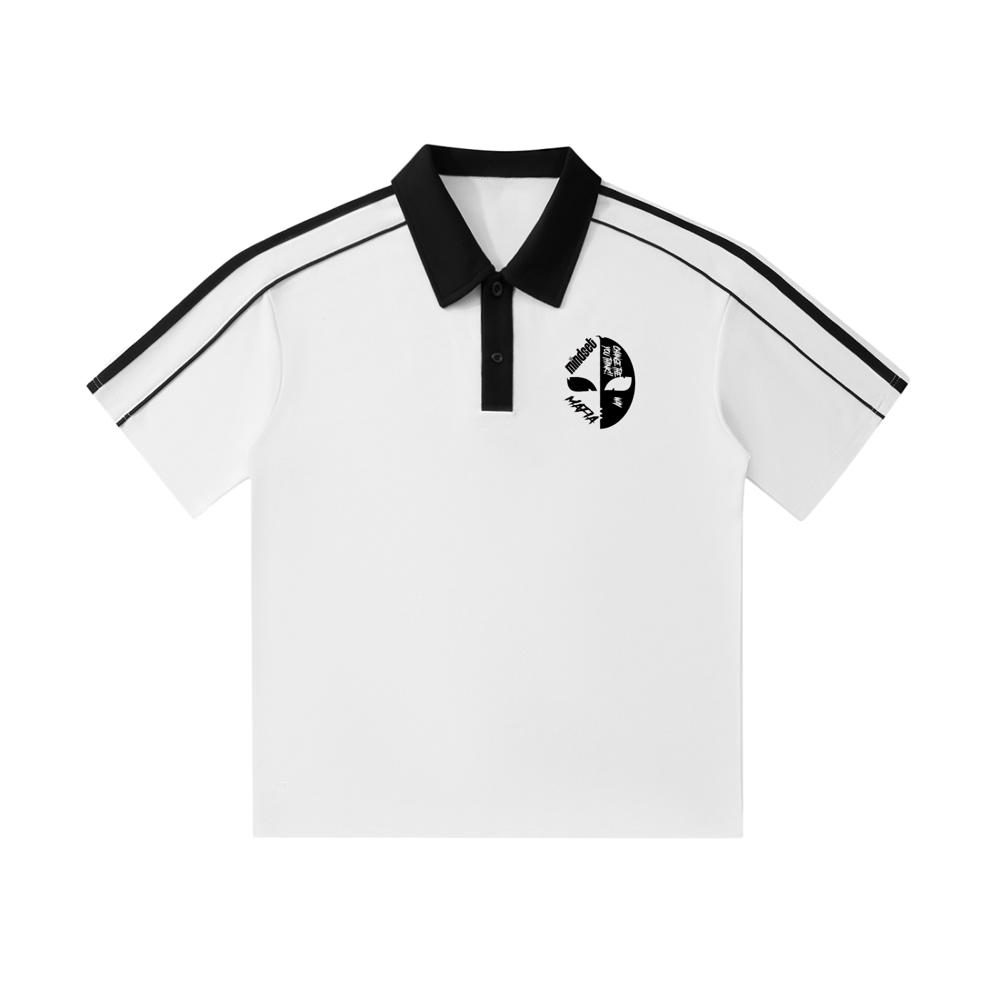 Contrast Collar Short-Sleeve Polo Shirt mafia mask
