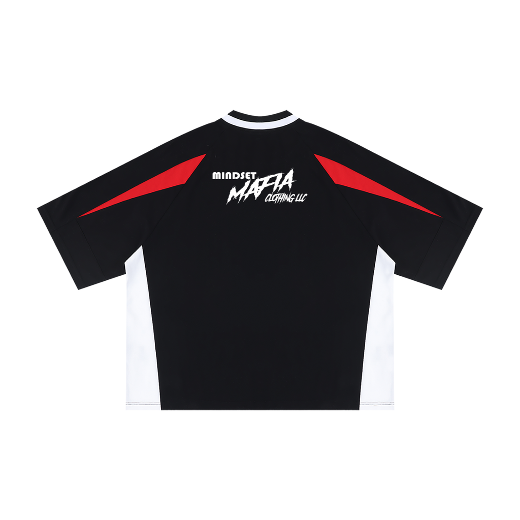 Unisex Oversized Color Block V-Neck T-Shirt Mafia style