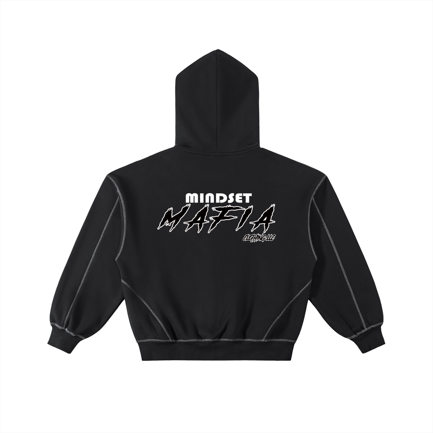 Contrast-Stitched Boxy Fleece Zip Hoodie Mafia men  G'S UP hoodie